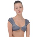 Black Grey White Stripes Cap Sleeve Ring Bikini Top View1