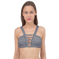 Black Grey White Stripes Cage Up Bikini Top