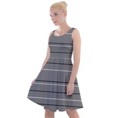 Black Grey White Stripes Knee Length Skater Dress