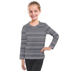 Black Grey White Stripes Kids  Long Mesh Tee