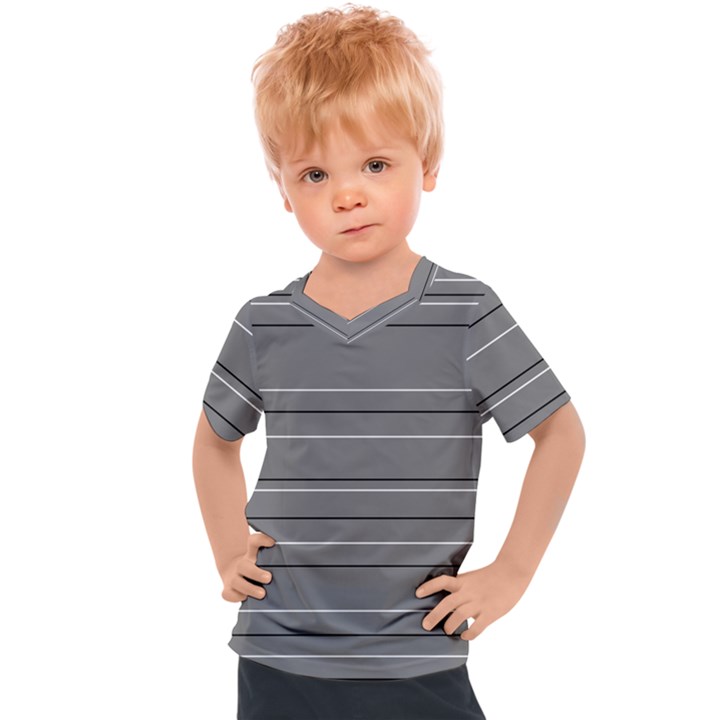 Black Grey White Stripes Kids  Sports Tee