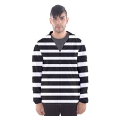 Black & White Stripes Men s Hooded Windbreaker