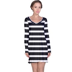 Black & White Stripes Long Sleeve Nightdress by anthromahe