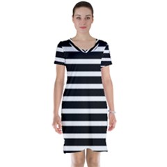 Black & White Stripes Short Sleeve Nightdress by anthromahe