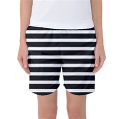 Black & White Stripes Women s Basketball Shorts