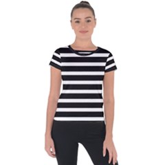 Black & White Stripes Short Sleeve Sports Top  by anthromahe