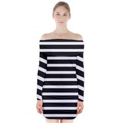 Black & White Stripes Long Sleeve Off Shoulder Dress by anthromahe