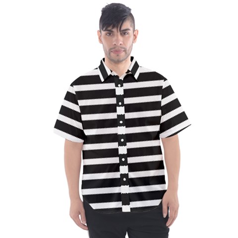 Black & White Stripes Men s Short Sleeve Shirt by anthromahe