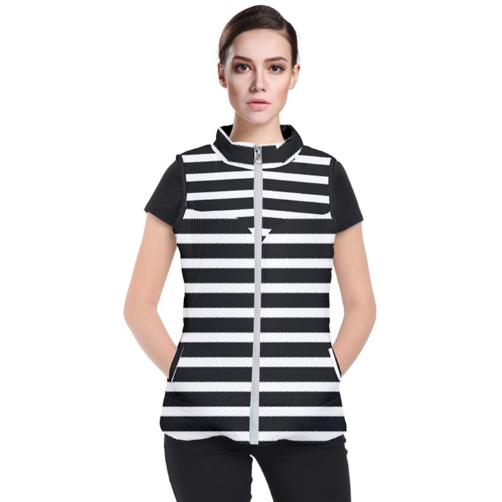 Black & White Stripes Women s Puffer Vest