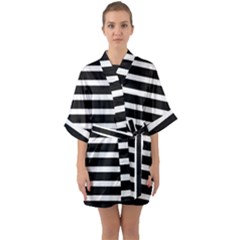 Black & White Stripes Half Sleeve Satin Kimono  by anthromahe