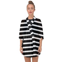 Black & White Stripes Half Sleeve Chiffon Kimono by anthromahe