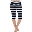 Black & White Stripes Lightweight Velour Cropped Yoga Leggings View1