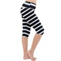 Black & White Stripes Lightweight Velour Cropped Yoga Leggings View3