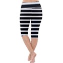 Black & White Stripes Lightweight Velour Cropped Yoga Leggings View4