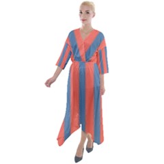 Living Pacific  Quarter Sleeve Wrap Front Maxi Dress