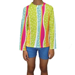 Abstract Lines Kids  Long Sleeve Swimwear by designsbymallika