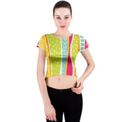 Abstract Lines Crew Neck Crop Top by designsbymallika