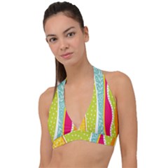 Abstract Lines Halter Plunge Bikini Top