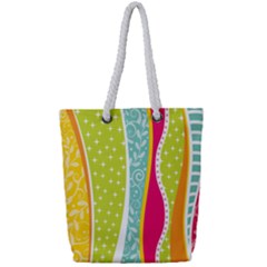 Abstract Lines Full Print Rope Handle Tote (small) by designsbymallika