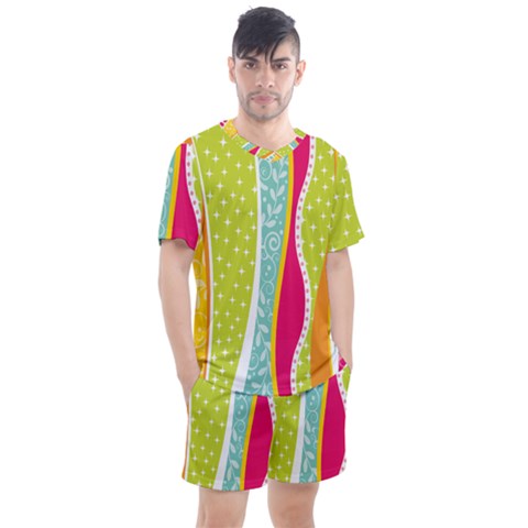 Abstract Lines Men s Mesh Tee And Shorts Set by designsbymallika