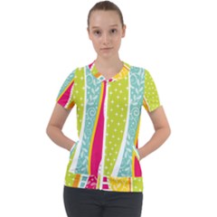 Abstract Lines Short Sleeve Zip Up Jacket by designsbymallika