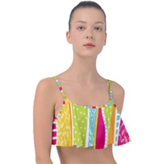 Abstract Lines Frill Bikini Top