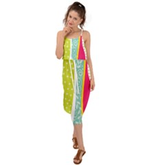 Abstract Lines Waist Tie Cover Up Chiffon Dress