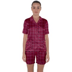 Df Ricky Purplish Satin Short Sleeve Pyjamas Set by deformigo