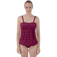 Df Ricky Purplish Twist Front Tankini Set by deformigo