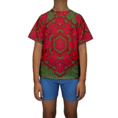 Bloom In Yule  Mandala Season Colors Kids  Short Sleeve Swimwear by pepitasart