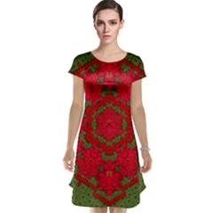 Bloom In Yule  Mandala Season Colors Cap Sleeve Nightdress by pepitasart