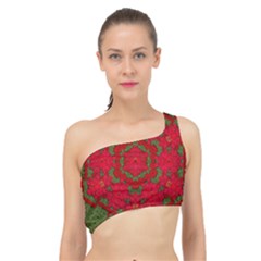 Bloom In Yule  Mandala Season Colors Spliced Up Bikini Top  by pepitasart