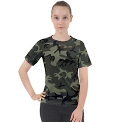 Camo Dark Green Women s Sport Raglan Tee