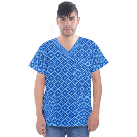 Tiling Winter Sports Dark Blue Seamless Pattern Equipment Rental At Ski Vector Id903601056 5 [conver Men s V-neck Scrub Top by deformigo