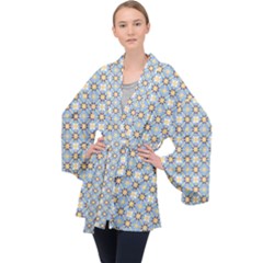 Df Norbert Pastel Long Sleeve Velvet Kimono  by deformigo