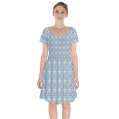 Df Tech Sky Short Sleeve Bardot Dress by deformigo