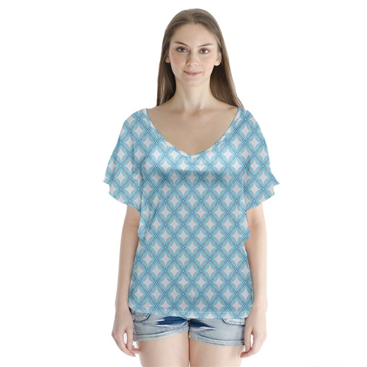 DF Albion Star V-Neck Flutter Sleeve Top