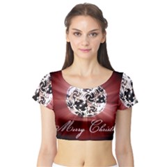 Merry Christmas Ornamental Short Sleeve Crop Top by christmastore