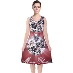 Merry Christmas Ornamental V-neck Midi Sleeveless Dress  by christmastore