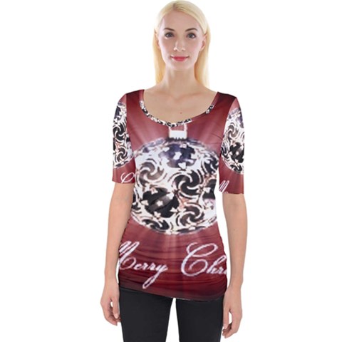 Merry Christmas Ornamental Wide Neckline Tee by christmastore