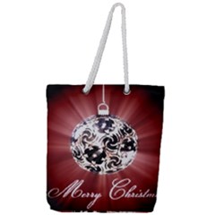 Merry Christmas Ornamental Full Print Rope Handle Tote (large) by christmastore