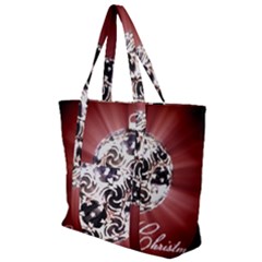 Merry Christmas Ornamental Zip Up Canvas Bag