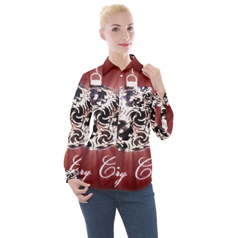 Merry Christmas Ornamental Women s Long Sleeve Pocket Shirt by christmastore