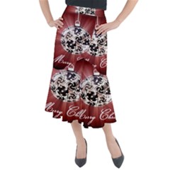 Merry Christmas Ornamental Midi Mermaid Skirt