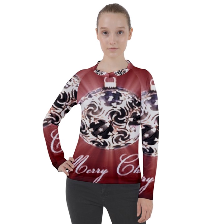 Merry Christmas Ornamental Women s Pique Long Sleeve Tee