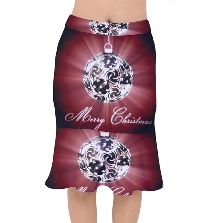 Merry Christmas Ornamental Short Mermaid Skirt