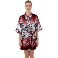 Merry Christmas Ornamental Half Sleeve Satin Kimono  by christmastore