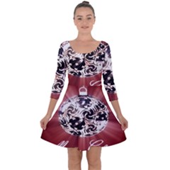 Merry Christmas Ornamental Quarter Sleeve Skater Dress by christmastore