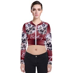 Merry Christmas Ornamental Long Sleeve Zip Up Bomber Jacket