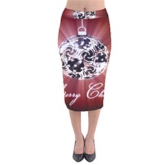 Merry Christmas Ornamental Velvet Midi Pencil Skirt